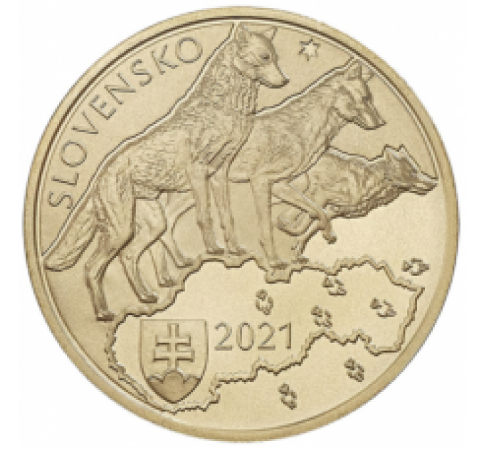 Slovakkia 5 eurot UNC 2021 – Slovakkia loomastik ja taimestik – Röövellik hunt