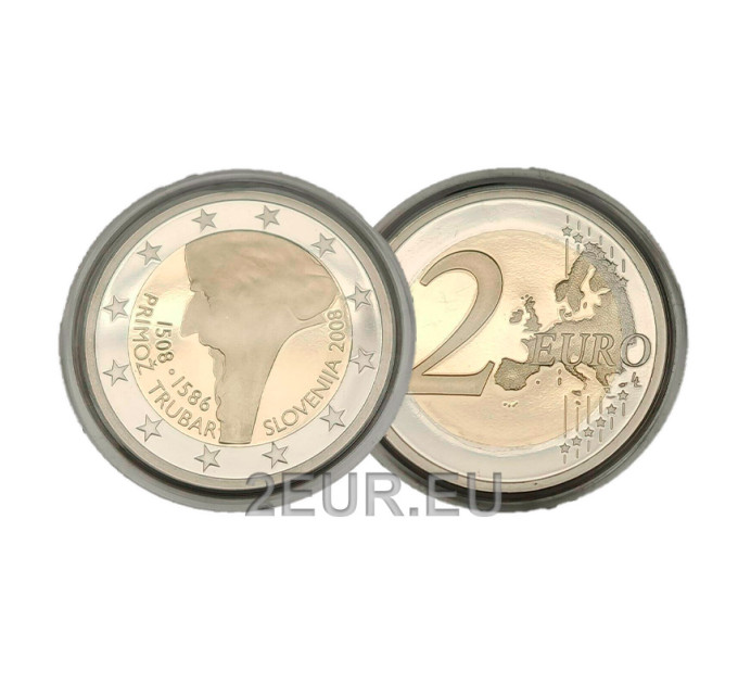 Sloveenia 2 eurot proof 2008 – Primoz Trubari 500. sünniaastapäev  