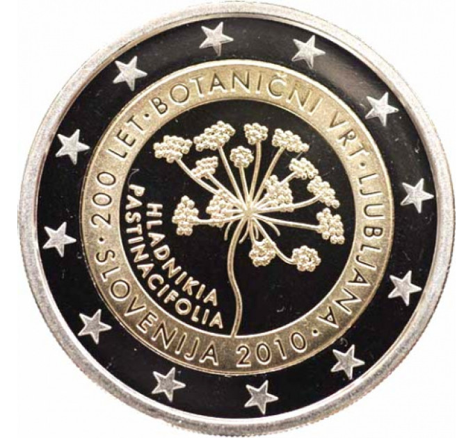 Sloveenia 2 eurot proof 2010 – 200 aastat Ljubljana botaanikaaeda