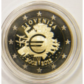 Sloveenia 2 eurot proof 2012 – 10 aastat euro sularaha