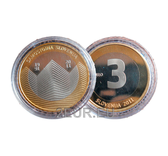 Sloveenia 3 eurot proof 2011 – Sloveenia iseseisvuse 20. aastapäev  