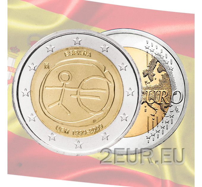 Hispaania 2 eurot UNC 2009 – 10 aastat euro – WWU – UEM