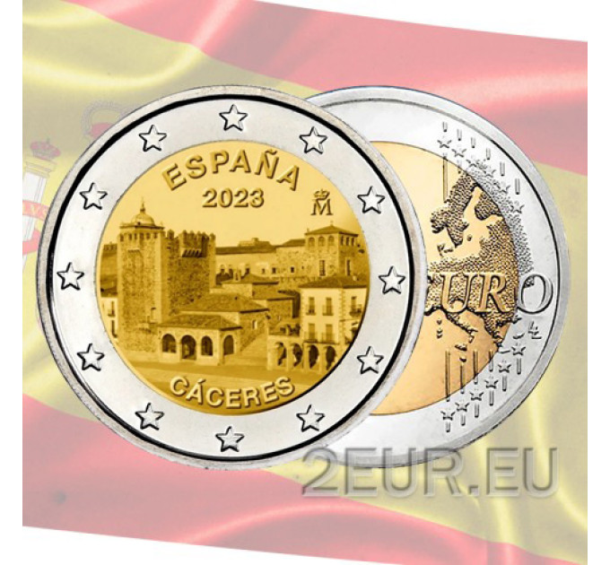 Spain 2 euro UNC 2023 - UNESCO World Heritage Site - Old Town of Cáceres