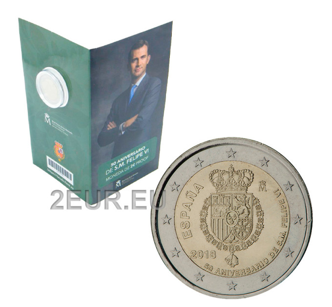 Hispaania 2 eurot proof 2018 – Hispaania Felipe VI 50. sünniaastapäev
