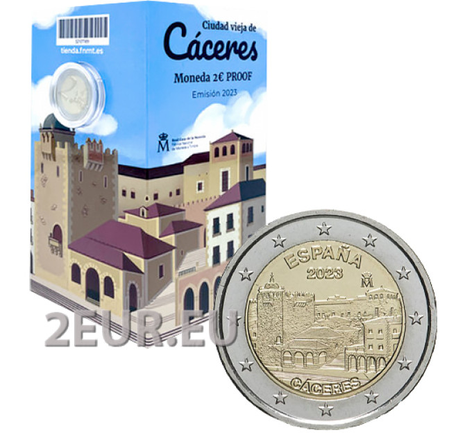 Hispaania 2 eurot proof 2023 – UNESCO maailmapärandi nimistus – Cácerese vanalinn
