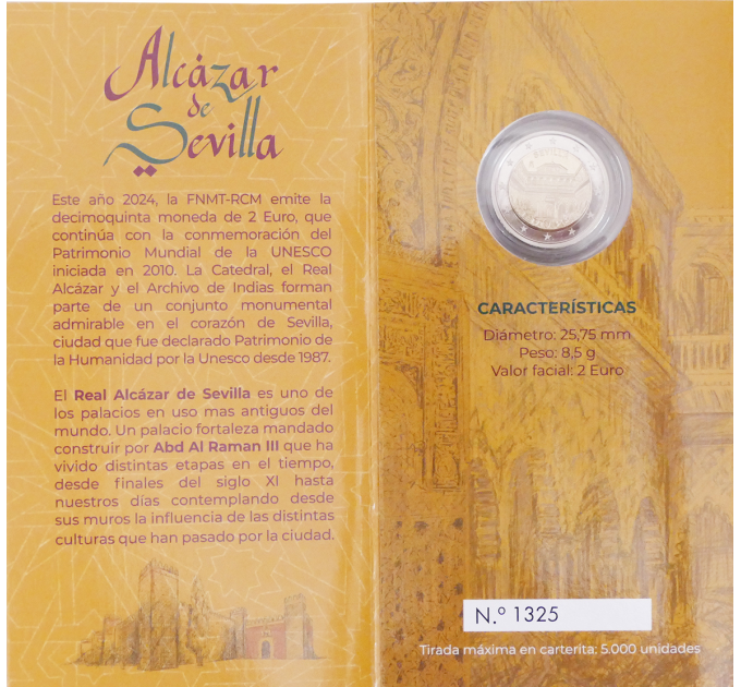Hispaania 2 eurot proof 2024 – Sevilla katedraal