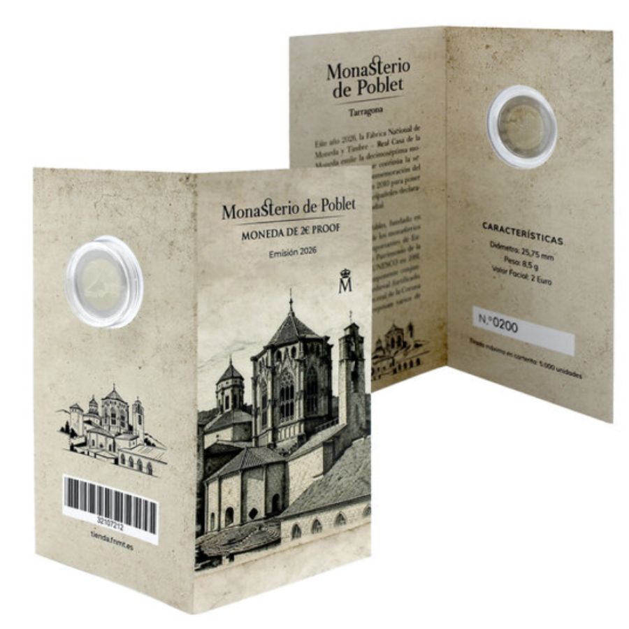 Hispaania 2 eurot proof 2026 – Poblet Monastery Hispaania 2 eurot proof 2026 – Poblet Monastery