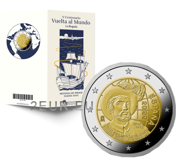 Spain 2 euro proof 2022 - 500th anniversary of the first circumnavigation of the world by Juan Sebastian Elcano  