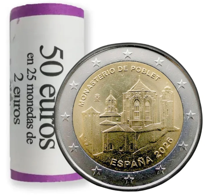 Hispaania 2 eurot UNC roll 2026 – Pobleti klooster