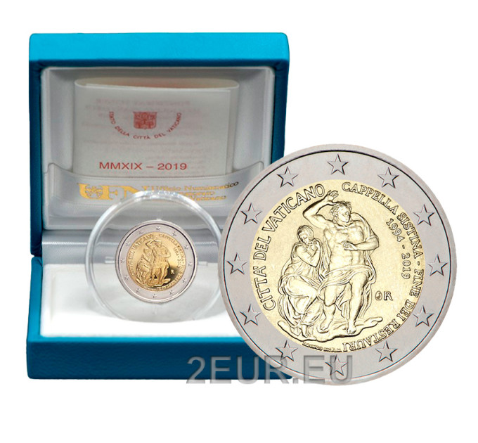 Vatican 2 euro proof 2019 - 25th Anniversary of the Restoration of the Sistine Chapel  