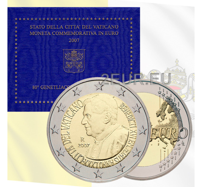 Vatikan 2 eurot BU 2007 – paavst Benedictus XVI 80. sünniaastapäev