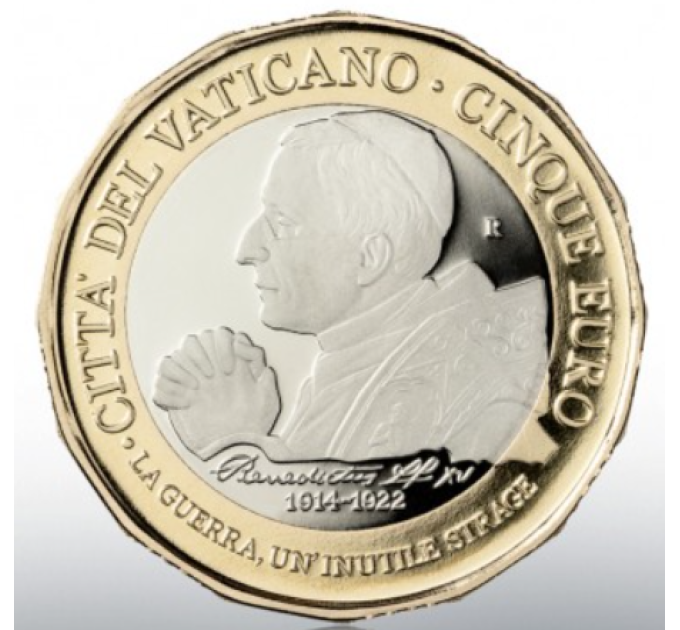 Vatikani 5 euro proof 2022 - Centenario de la muerte del Papa Benedetto XV