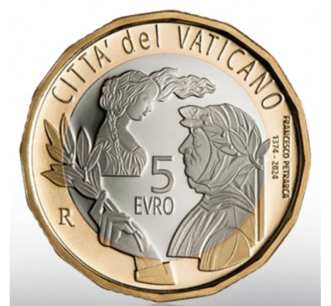 Vatikani 5 euro proof 2024 – 650 aastat Francesco Petrarchi surmast