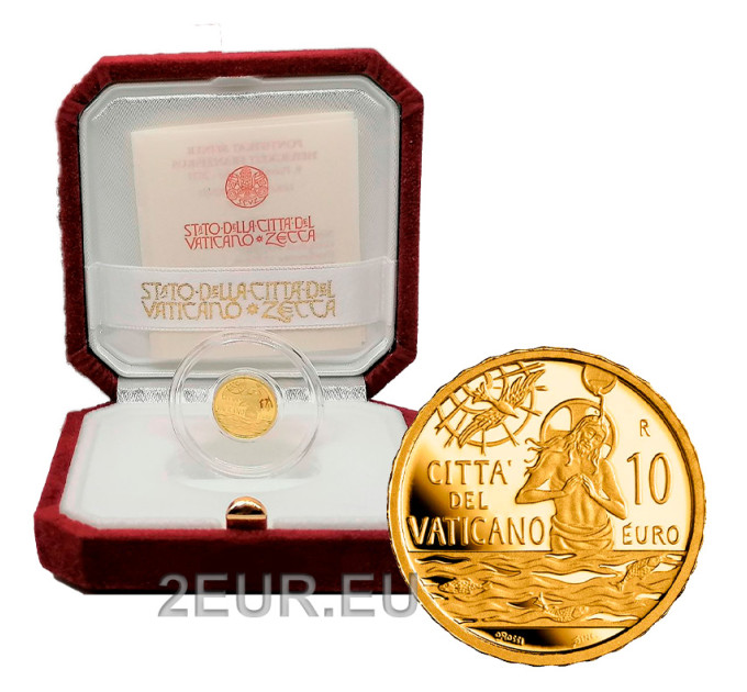 Vatikani 10 euro kulla proof 2021 – Ristimine