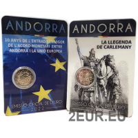 ANDORRA 2 EURO 2022 - The Legend of Charlemagne + 10 Years of Monetary Agreement Between Andorra and the EU