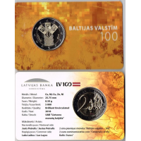 LATVIA 2 EURO 2018 - 100TH ANNIVERSARY OF THE INDEPENDENCE OF THE BALTIC STATES (C0IN CARD)