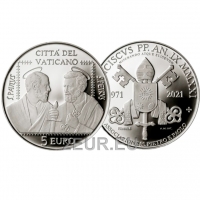 VATICAN 5 EURO 2021 - 50th Anniversary of the Association of St. Peter and St. Paul - SILVER