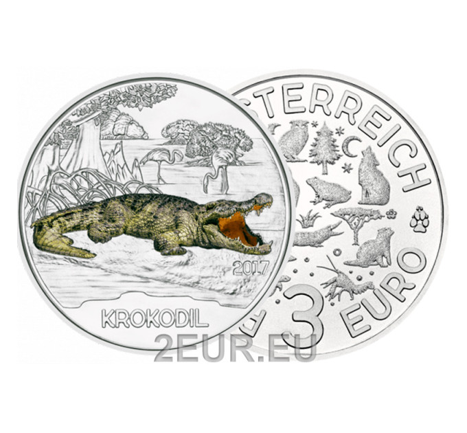 Austria 3-eurone münt 2017-2 – krokodill