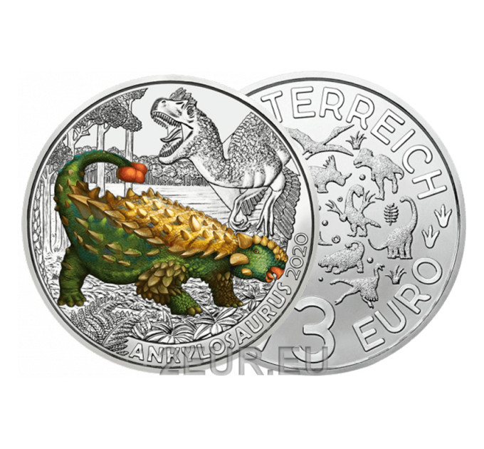 Austria 3-eurone münt 2020-3 – Ankilosaur magniventris