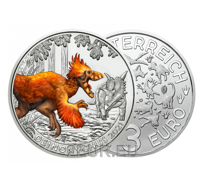 Austria 3-eurone münt 2021-2 – Deinonychus antirrhopus
