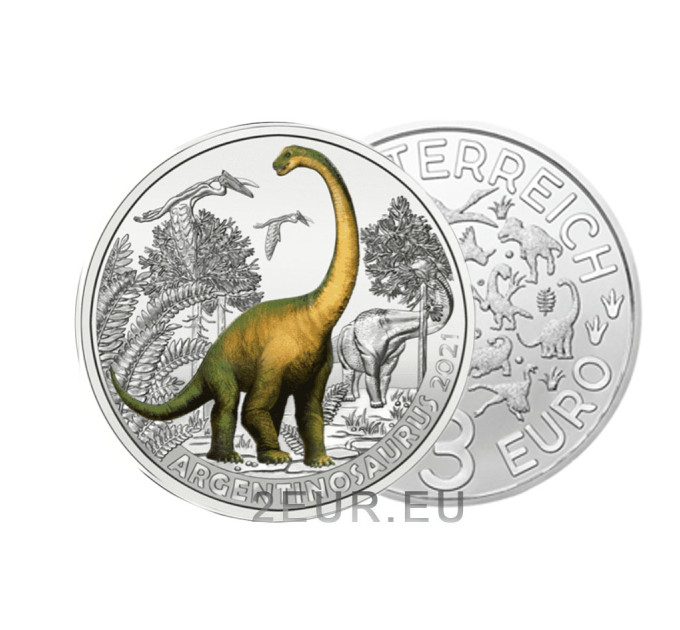 Austria 3-eurone münt 2021-4 – Argentinosaurus