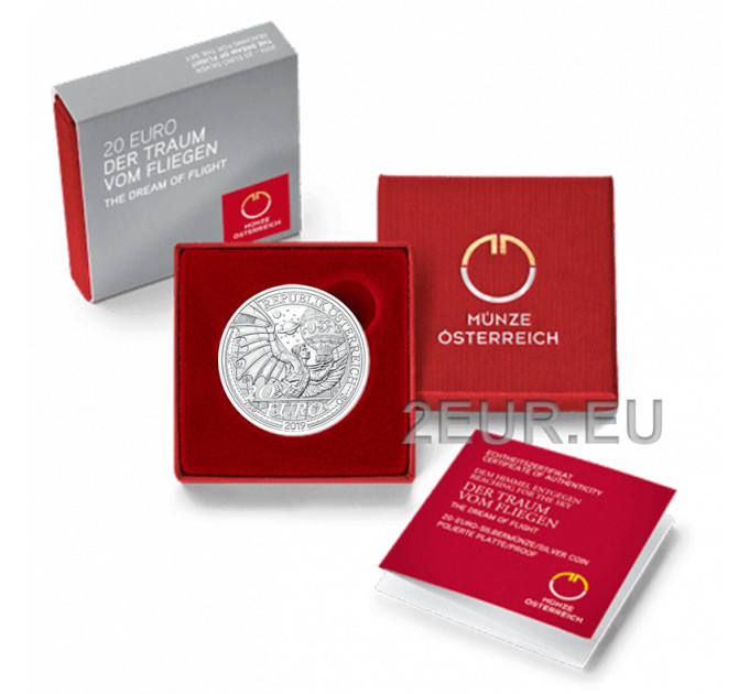 Austria 20-eurone Hõbemünt 2019 – unistus lendamisest