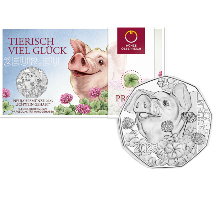 Austria 5-eurone Hõbemünt 2023 - uusaasta münt 2023 - PIG 