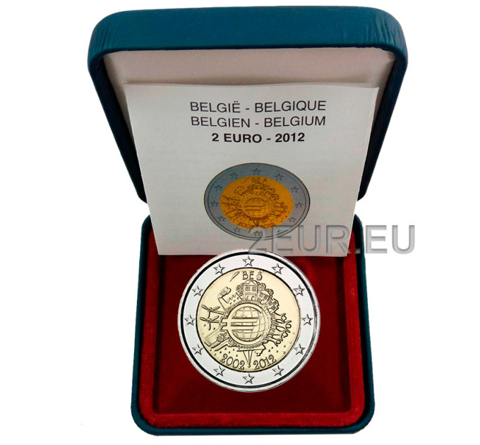 Бельгия 2 евро proof 2012 - 10 лет евро