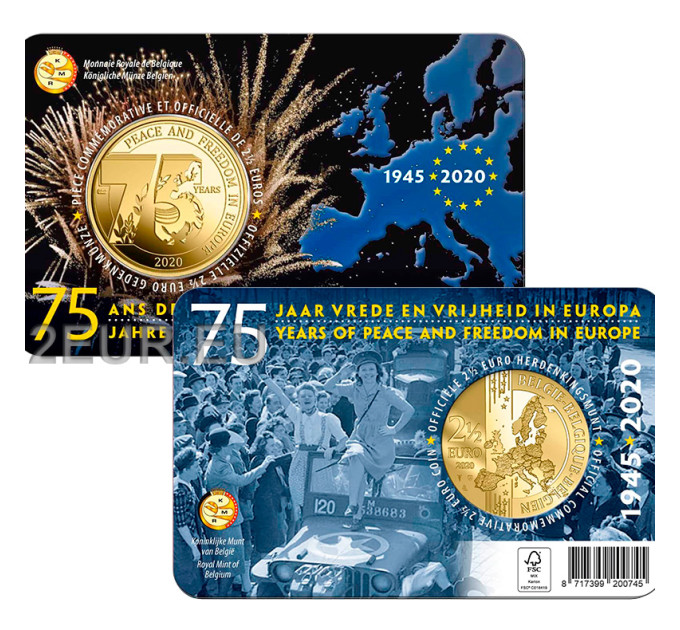 Belgia 2,5 euro BU 2020 – 75 aastat rahu ja vabadust Euroopas – FR