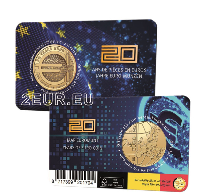 Belgia 2,5 euro BU 2022 – 20 aastat euromünte - FR