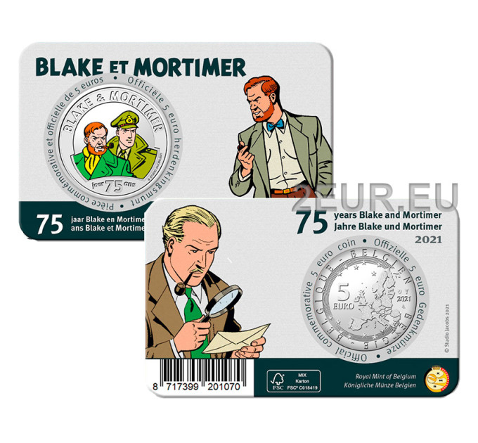 Belgia 5 euro BU 2021 – 75 aastat Blake ja Mortimer – värviline