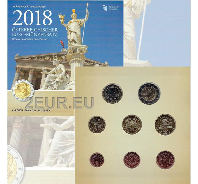 Austria Euromüntide komplekt BU 2018 - Austria Vabariigi 100. aastapäev
