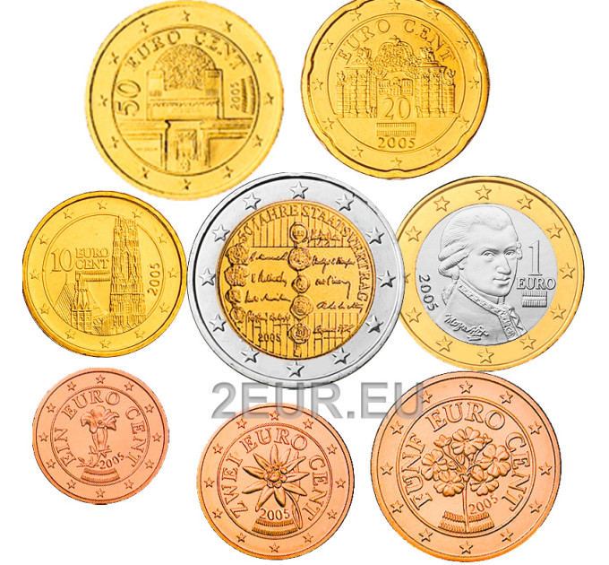 Austria euromüntide komplekt UNC 2005 