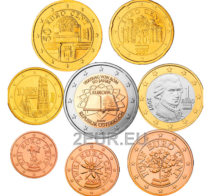 Austria euromüntide komplekt UNC 2007