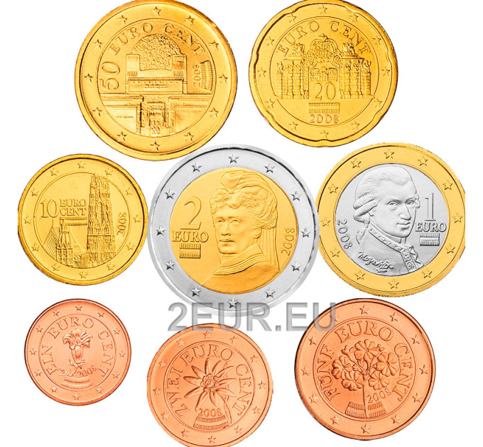 Austria euromüntide komplekt UNC 2008 