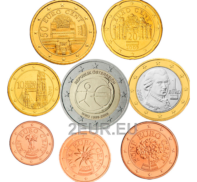Austria euromüntide komplekt UNC 2009