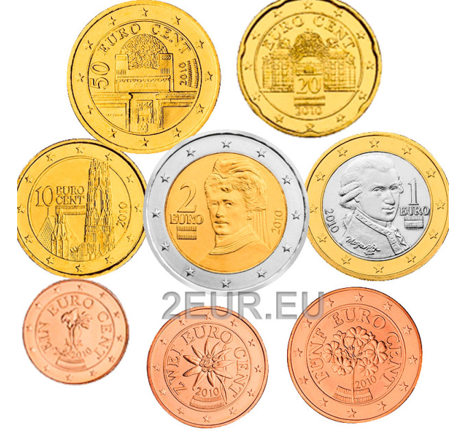 Austria euromüntide komplekt UNC 2010