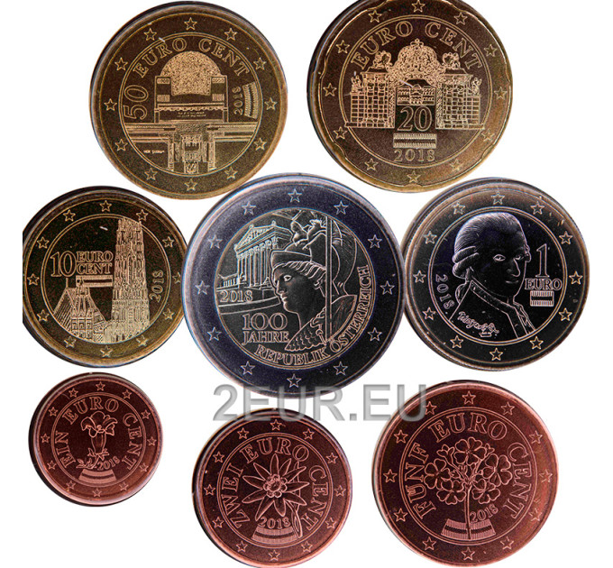 Austria euromüntide komplekt UNC 2018