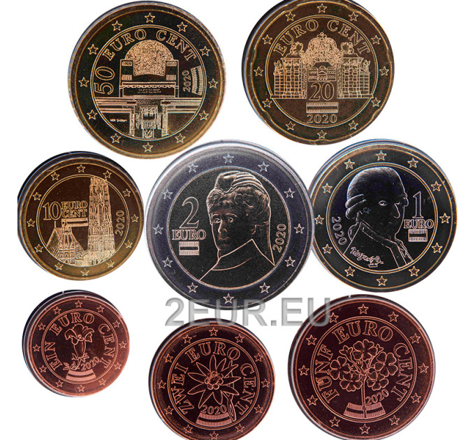 Austria euromüntide komplekt UNC 2020
