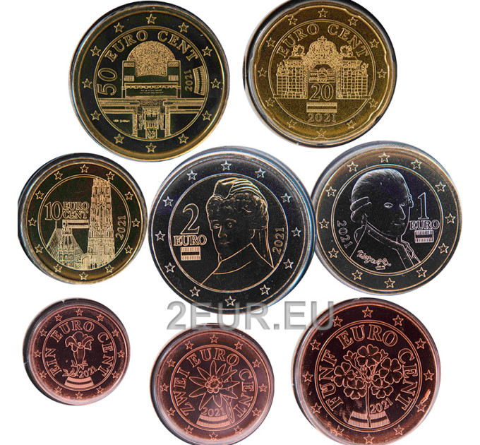 Austria UNC 2021 – euromüntide komplekt 