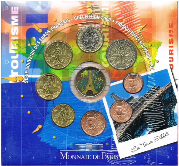 Prantsusmaa BU komplekt 2003 - Euromüntide komplekt - Suveniir BU-Set Eiffeli torn
