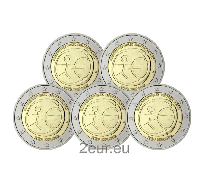 Saksamaa 2 eurot UNC 2009 - 10 aastat euro - ADFGJ