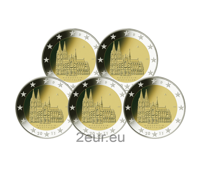 Saksamaa 2 eurot UNC 2011 – Nordrhein-Westfalen – Kölni katedraal – ADFGJ