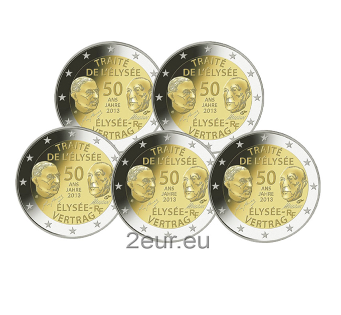 Saksamaa 2 eurot UNC 2013 – 50 aastat Elysée lepingust – ADFGJ