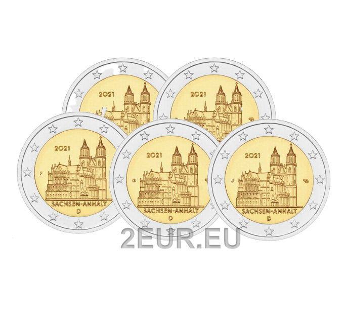 Saksamaa 2 eurot UNC 2021 – Saksi-Anhalt – Magdeburgi katedraal – ADFGJ