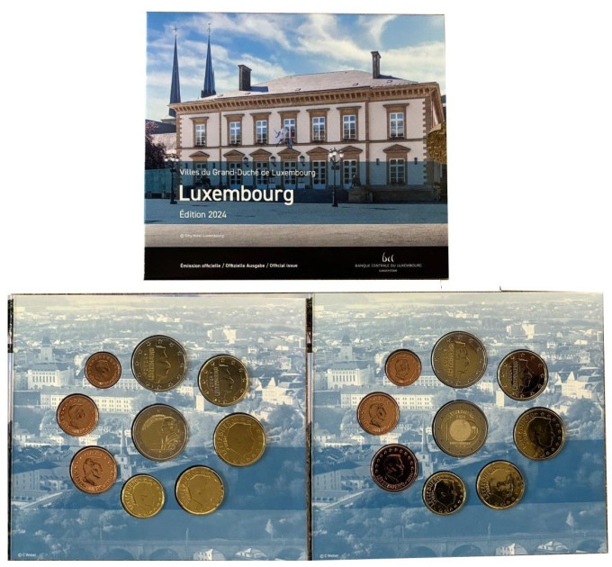 Luksemburg euro komplekt BU 2024 – Luksemburgi linn – 2 Euro Feierstëppler + Suurhertsog Guillaume II