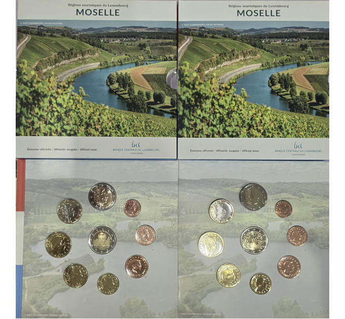 Luksemburg euro komplekt BU 2025 – Moselle linn – 2 Euro Schuman + Henri 25. troonil
