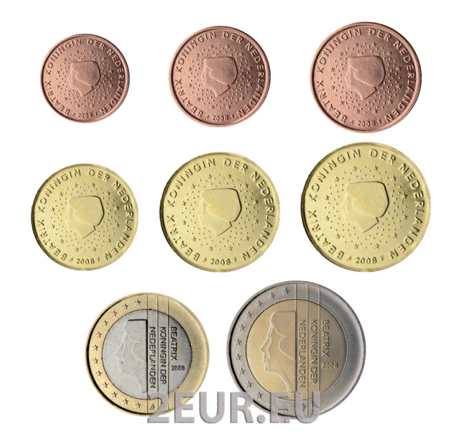 Holland Euromüntide komplekt UNC 2008