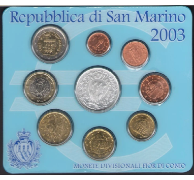 San Marino Euro set BU + 5 euro silver coin 2003
