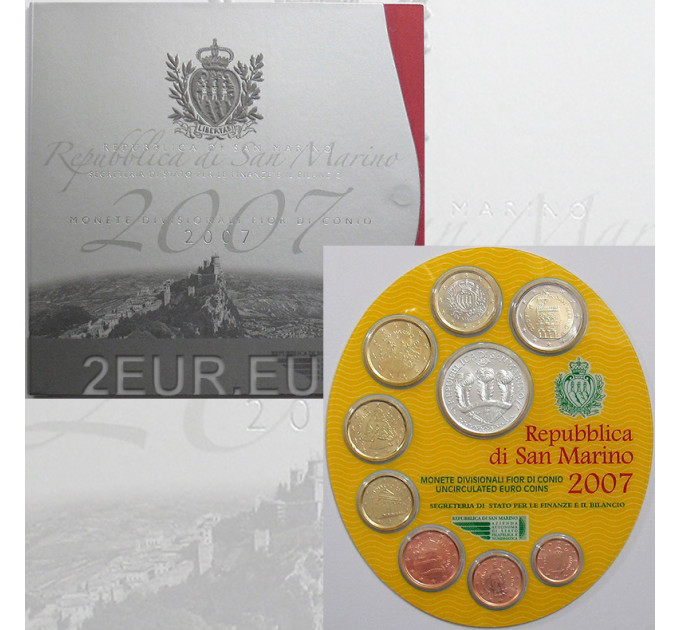 San Marino Euro komplekt BU + 5 euro hõbemünt 2007